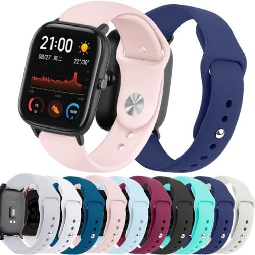 20mm/22mm Silicone band For Amazfit GTS/2/2e/GTS2 Mini/GTR 42mm/47mm/GTR2/2e/stratos 2/3 Sport Watch Bracelet Amazfit bip strap