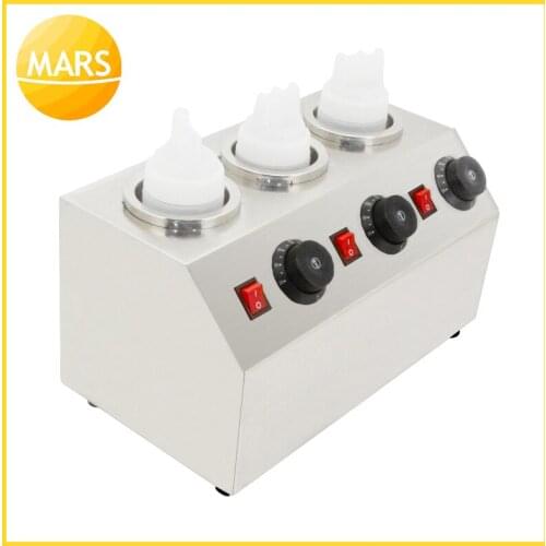 Hot Chocolate Soy Sauce Filling Spread Squeezer Commercial Sauce Bottle Warmer Jams Filling Spread Warmer Machine with 3 Bottles
