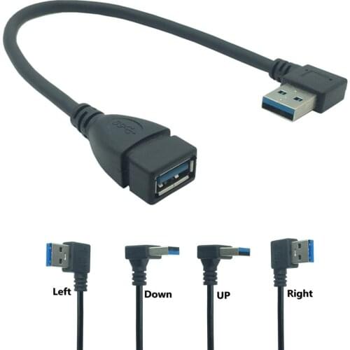 USB Extension Cable USB 3.0 Male to Female Right Angle 90 Degree USB Adapter UP/Down/Left/Right Cabo USB 0.2M