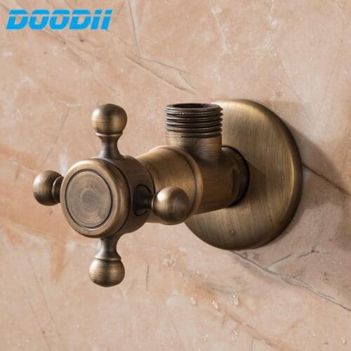 Angle Valves Antique Brass brushed Kitchen Bathroom Accessories Angle Valve for Toilet Sink Basin Water Heater DOODII