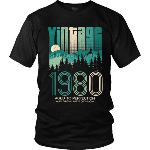 Vintage Awesome Since 1980 T Shirts Men Short Sleeve Cotton T-shirts 41st Birthday 41Years Old Tee Tops Harajuku Tshirts Gift