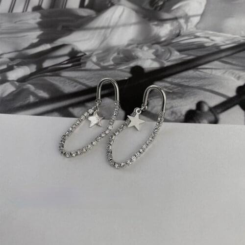 VSnow Minimalist Cubic Zircon Star Long Tassel Dangle Earrings for Women Girls Unique Design Chain Geometric Earring Jewelry Hot