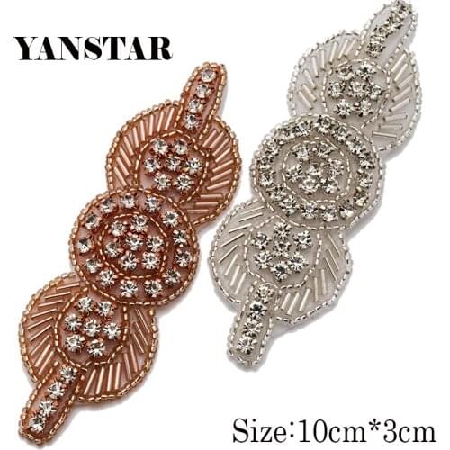 YANSTAR 50pcs Wholesale Rose Gold Sparkle crystal Wedding Dress Sash Rhinestones Appliques Accessory For Bridal Gown Belt YS903