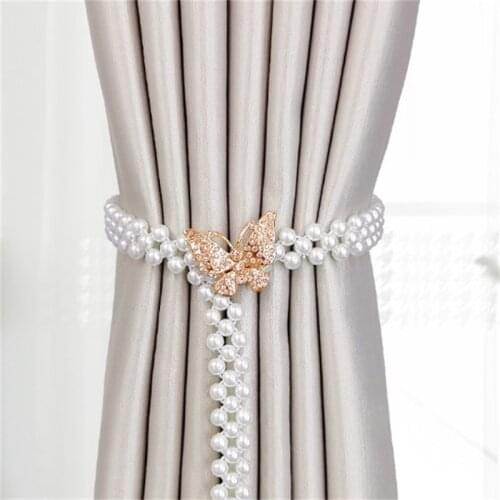 Rhinestone Flower Curtain Tie Backs Adjustable 8 Styles Pearl Curtain Buckle Clips Curtain Tiebacks Holders Strap Home Decor