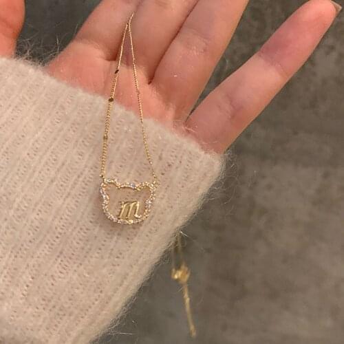 Hollow Bear Pendant Necklace for Women Gold Color Clavicle Chain Short Necklaces Female 2021 Fashion Jewelry Girls Accessories