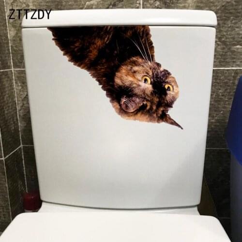 ZTTZDY 24.5*16.1CM Pet Cat Bedroom Wall Toilet Sticker Home Room Decor Decal T3-0281