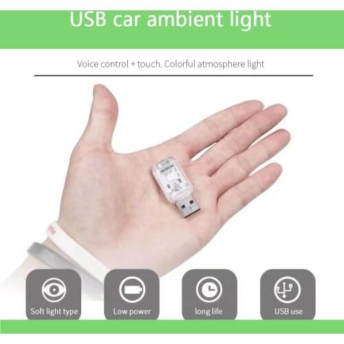 1Pcs Mini LED Car Light USB Atmosphere Lights Colorful Car Ambient Light Decorative Lamp Emergency Lighting Car Accessories