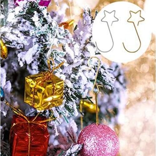 20pcs/lot Christmas Wreath Hooks For Christmas Tree Hanging Pendant Ornament Metal Star Decorations Hook Xmas Home Decor