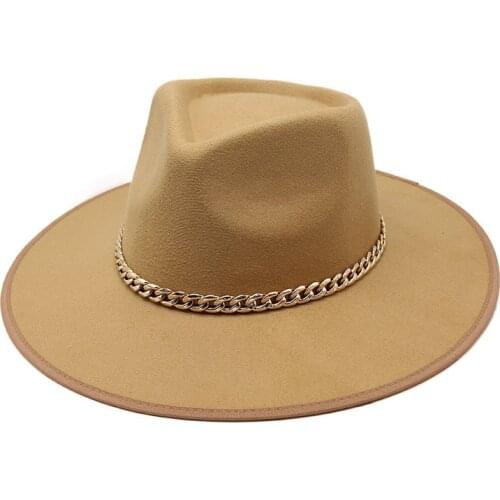 2021 Winter Fedora Hats for Women Fashion Flat Wide Brim Wool Felt Jazz Hats for Men Vintage Wedding Hat Cap