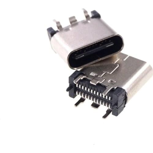 5 Pcs USB 3.1 Type C Connector 24 Pin Female Socket Receptacle Surface Mount Straight Vertical PCB SMT Board Guide 9.3MM Height