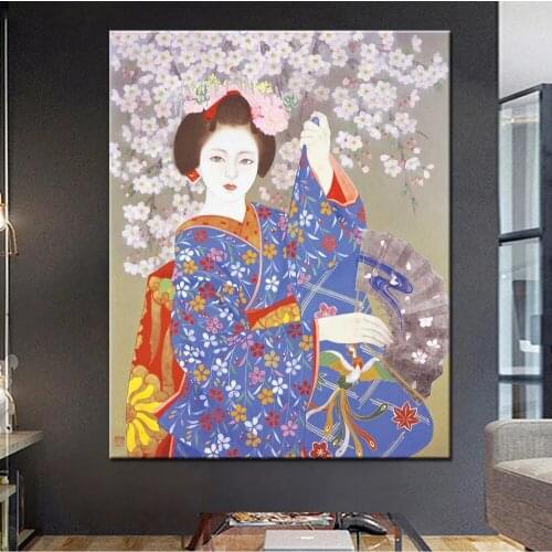 NEW Abstract portrait 5D DIY Diamond Painting cherry blossoms Japanese women Diamond Embroidery Room Home Decor art Mosaic gift