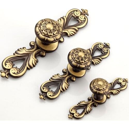 American wardrobe pure copper handle TV cabinet door copper pulls European antique drawer single handles Retro garden door Knobs