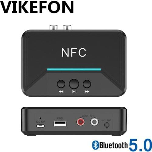NFC Bluetooth 5.0 RCA Audio Receiver A2DP AUX 3.5mm 3.5 Jack Stereo Wireless Adapter USB Play For Car kit Home Speaker Headphone