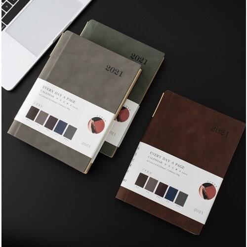 A5 A6 A4 Three Size Thicken Planner Notebook Agenda 2021 Organizer Soft Leather Daily Monthly Plan Notebook 2021 Diary Journal