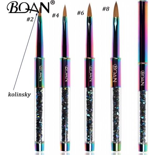 BQAN 1 PCS Dazzling Kolinsky Acrylic Nail Brush Crystal Beads Handle Rhinestone Studs Picker Wax Pencil Manicure Nail Art Tool