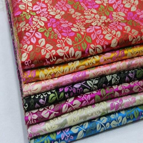 CF523 8Colors Leaves Embroidered Brocade Fabric Chinese Silk Stain Fabric Home Textiles Womens Dress Silk Fabrics DIY Materials