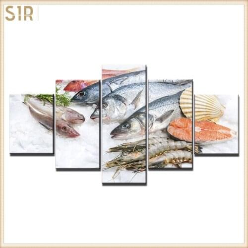 Food Restaurant Hotel Decoration Wall Art HD Five Poster Printing Oil Painting Home Mural Delicious Poster For Dining Room Decor