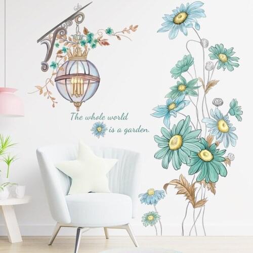 Elegant sunflower sticker Daisy living room bedroom dormitory bedside background decoration paste European Wind Wall Sticker