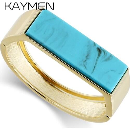 KAYMEN Womens Golden Plated Statement Bangle New Design Rammel Cuff Bracelet Bangle for Party 3 Colors Wholesale