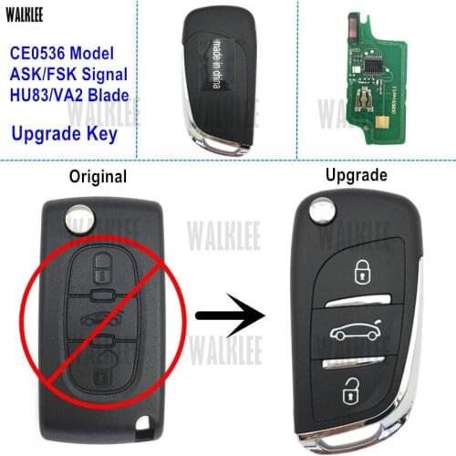 WALKLEE Upgrade Remote Key Suit for Citroen Vehicle C2/C3/C4/C5/Berlingo/Picasso Door Lock Control (CE0536 HU83/VA2 ASK/FSK)