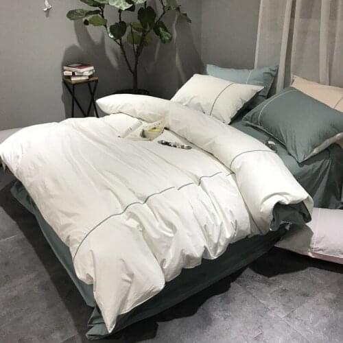 Bedding Set Five-star Hotel Duvet Cover Sheet Four-piece Bedding Pure Cotton Simple Solid Color Double-sided Plain Bedding