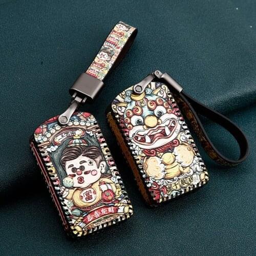 Leather Car Key Case Leather For Volvo XC40 XC60 S90 XC90 2016-2018 V90 Keychain Bag Remote Fob Protector Accessories Cover