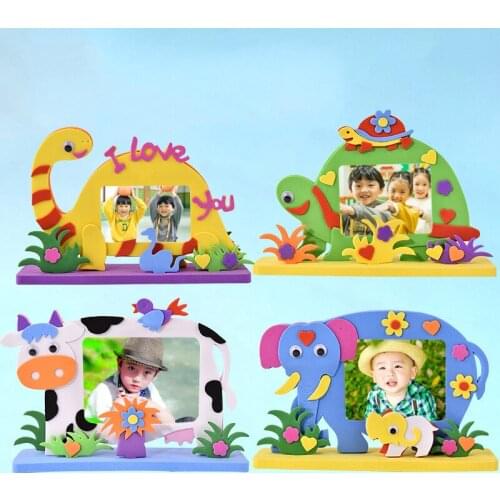Creative children DIY handmade toy set EVA photo frame 3D cartoon animal dinosaur elephant cow tortoise educational toys