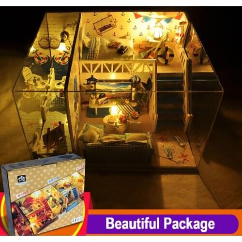 'Ocean Love'DIY Dollhouse With Furniture For Dolls Creative Mini World Doll House Handmade House New Year Goods Girl Gift