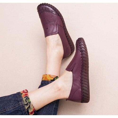 Genuine Leather Women Flats Women Shoes Summer Women Casual Shoes Retro Handmade Loafers Mocasines Comfortable Women Flats Shoes