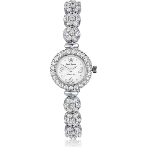 Fashion Women Full Crystals Jewelry Watches Luxury Rhinestone Bracelet Watch Waterproof Quartz Roman Wrist Watch Lotus