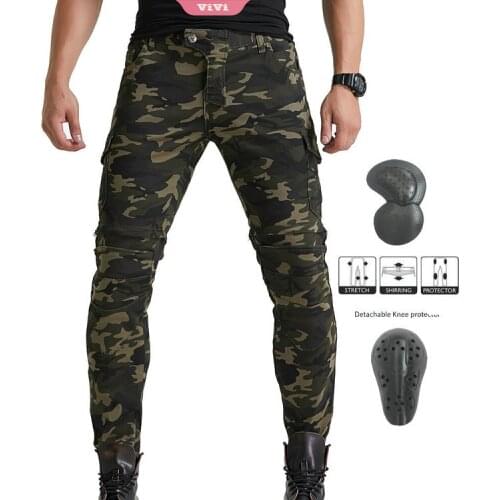 Motorcycle Pants For Men Slim Straight Detachable Split Camouflage Racing Jeans Breathable Protective With Pad
