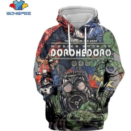 SONSPEE Dorohedoro Japan Anime Hoodie Mens Hoody 3D Print Dark Horror Mask Sweatshirt Summer Harajuku Blood Skull Comic Hoodies