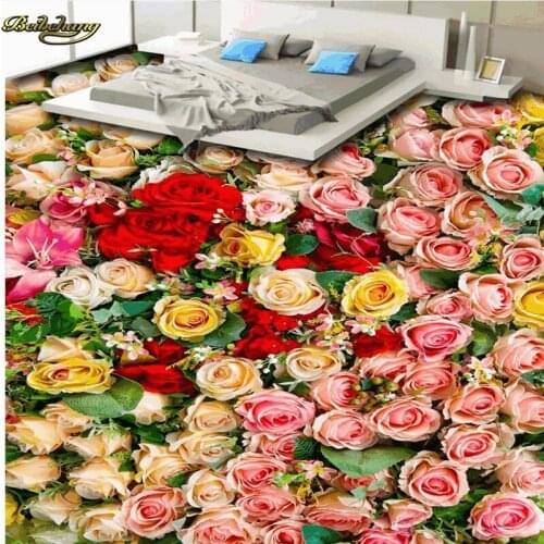 Beibehang Custom Photo Floor Painting Wallpaper A beautiful Rose Sea Living Room 3D Floor papel de parede