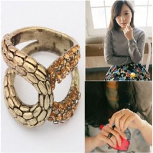 New Fashion Wholesales Fashion Two Line Yellow crystal Ring Jewelry Accessories