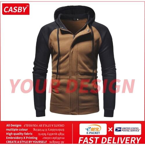 Fall Winter New Casual Sweatshirts Simple DIY Design Print Zipper Hoodies Men Fashion Private Custom Logo Loungewear 1311-5259
