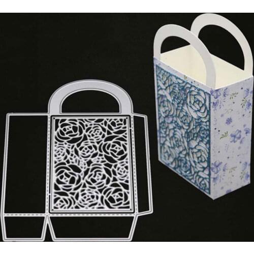 Gift Box Scrapbooking Metal Cutting Dies Flowers Decoration Hollow Stencil And Stamps For DIY Embossing Card Making Dies