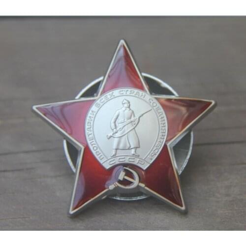 WWII SOVIET CCCP RED STAR BADGE RUSSIAN COMBAT ORDER OF THE RED STAR Halloween Cosplay Metal Brooch Prop Gift