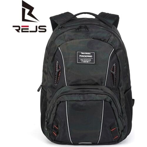 REJS LANGT Casual Backpack Men Fit 15.6 Inch Laptop Backpack with Charging Nylon Waterproof Travel Daypack Mochila Anti-Theft