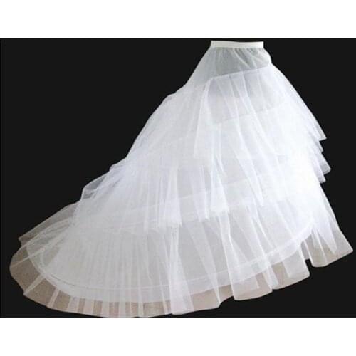 Standard Plus Size White 2hoops Crinoline Wedding Train Petticoat 2021