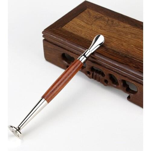 Classic Metal Tobacco Pipe Tamper 2in1 Multifunction Tool Wood Cover Smoking Tool Smoking Pipe Needle Tobacco Tamper
