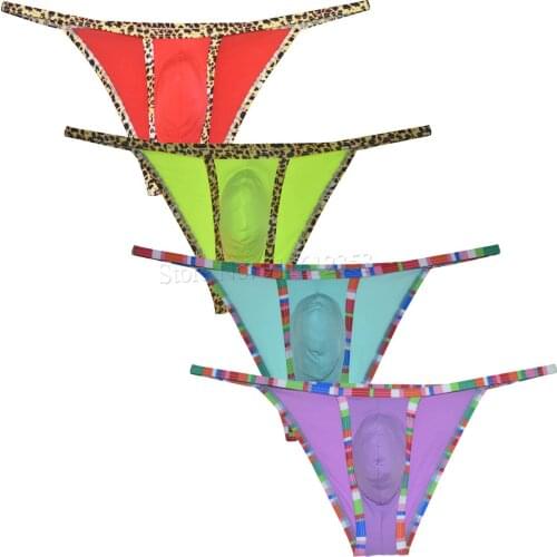 Sexy Mens String Bikini Briefs Gay Underwear Cuecas Calzoncillos Hombre Ice Silk Panties