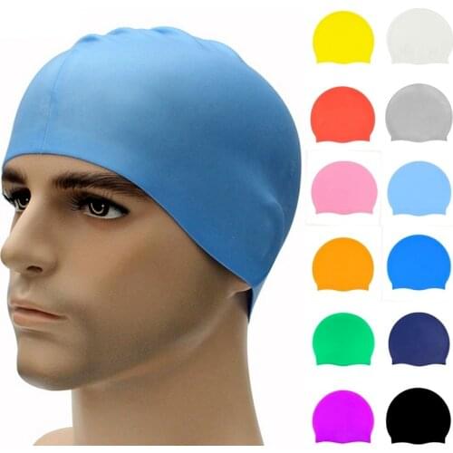 Waterproof Silicone Swimming Cap Swim Pool Protect Ears Hair Bathing Caps Hat for Adults Children Men Women Boys Girls Badmuts