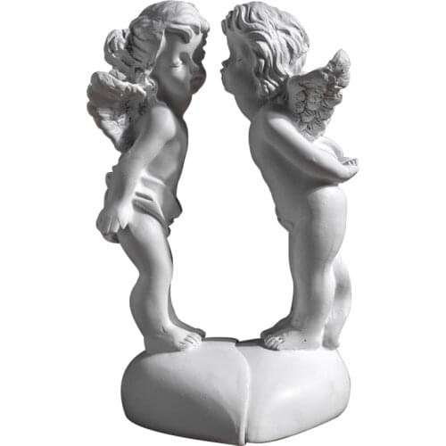 WU CHEN LONG 2Pcs/set American Retro Little Angel Statue Couples Man And Woman Arts Sculpture Resin Crafts Home Decoration R3015
