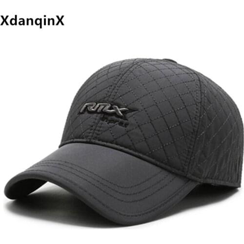 XdanqinX Winter Mens Cap Warm Earmuffs Hat Plush Thick Baseball Caps Snapback Cap Adjustable Size Male Bone Casual Sports Cap