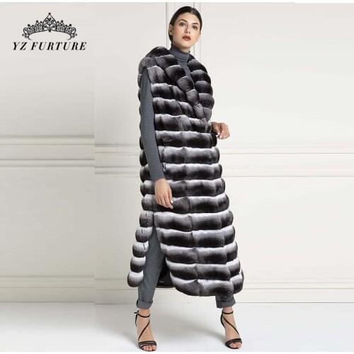 2021 New Women Winter Luxury Rex Rabbit Thick Warm Long Fur Jacket Fashion Turndown Collar Chinchilla Natural Fur Outer Clothing