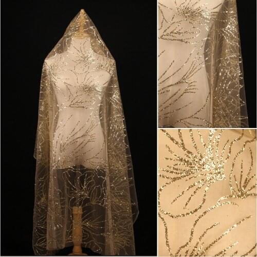 1Y/lot gold wave pattern bronzed mesh glitter fabric wedding decoration nigth dress accessories