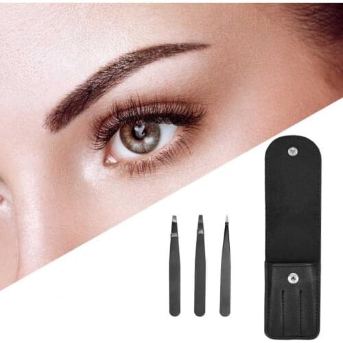 1Set Tweezers Set Tight Bite Easy to use Stainless Steel Faux Eyelashes Makeup Forceps for Double Eyelid Sticker Makeup Tools