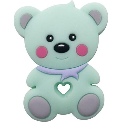 1pcs Baby Silicone Teether Food Grade Teething Toy Cartoon Teddy Bear Baby Teether Silicone Beads DIY Chain