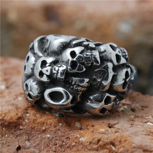1pc Mens Boys 316L Stainless Steel Hot Selling Small Skull Cool Party Ring Wholesale Price