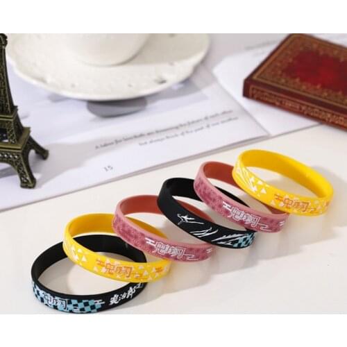 1pcs Anime Demon Slayer Kimetsu No Yaiba Cosplay Props Silica Gel Bracelet Wristband 3D Printing Hand Strap Hip Hop Accessories